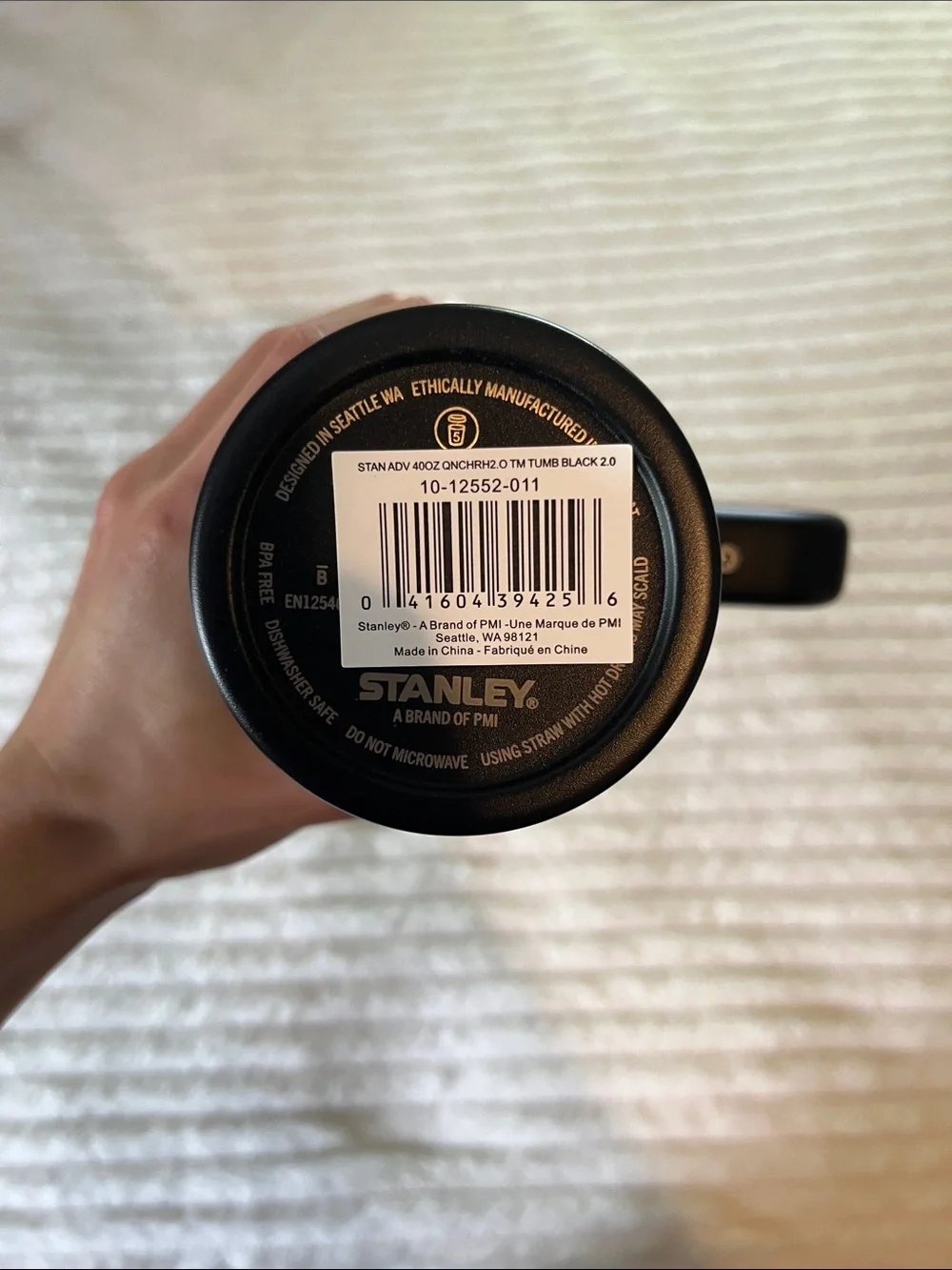 Stanley Black Travel Tumbler with Silver Accent and Handle - Picture 2 of 3